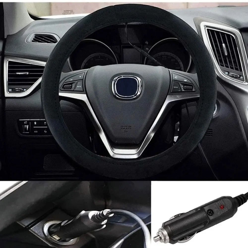 NWT Quick Heated Steering Wheel 15 inches Cover Black Standard 12 Volt